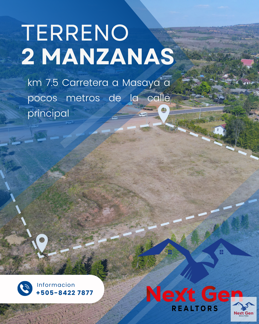Terreno de 2 Manzanas KM 7.5 Carretera a Masaya